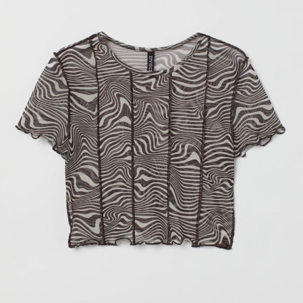 H&M size extra small mesh brown crop top sheer festival